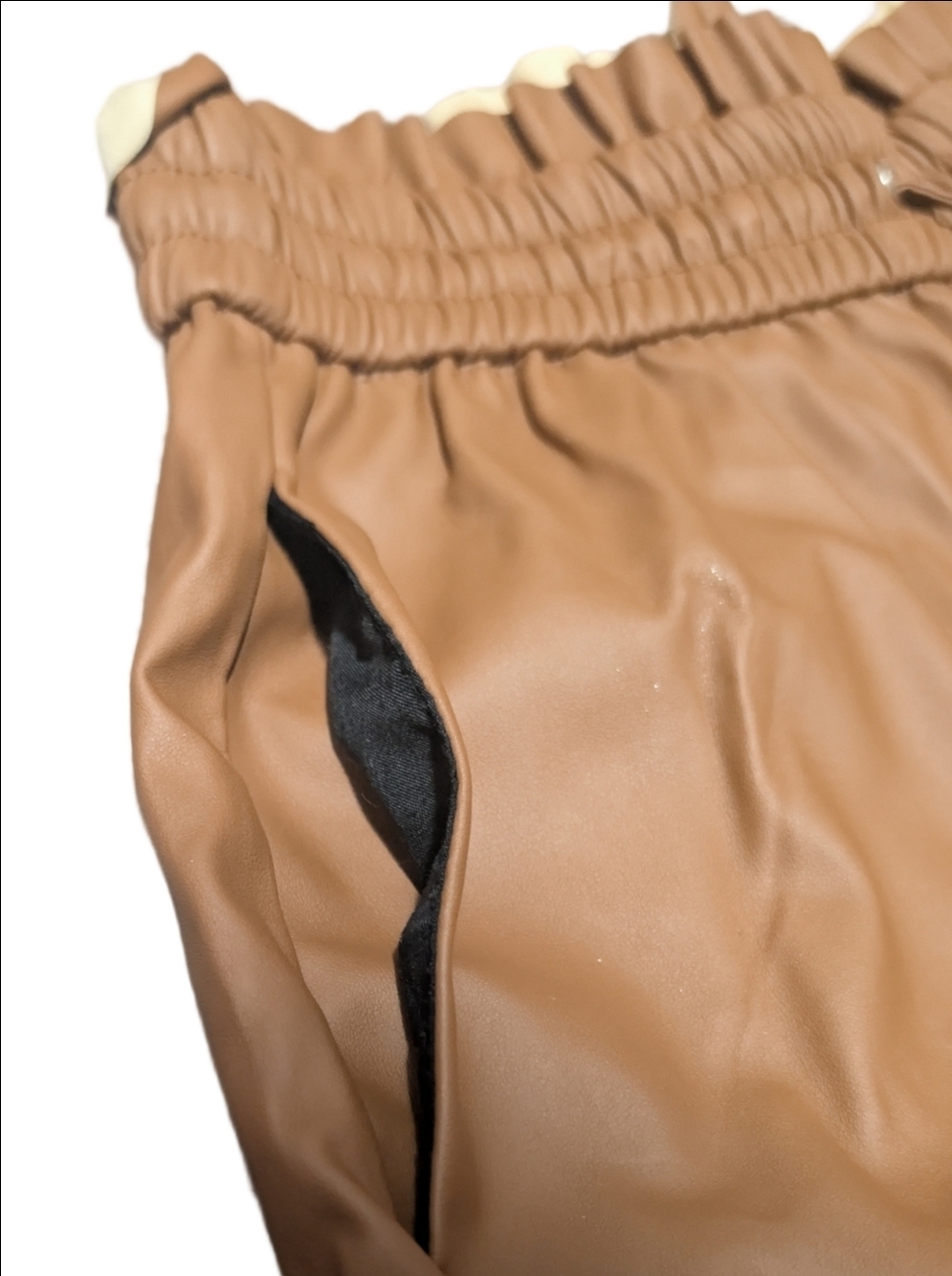Zenana Faux Leather Lounge Set Brown Crop Top Shorts Set Women Medium - Picture 5 of 11